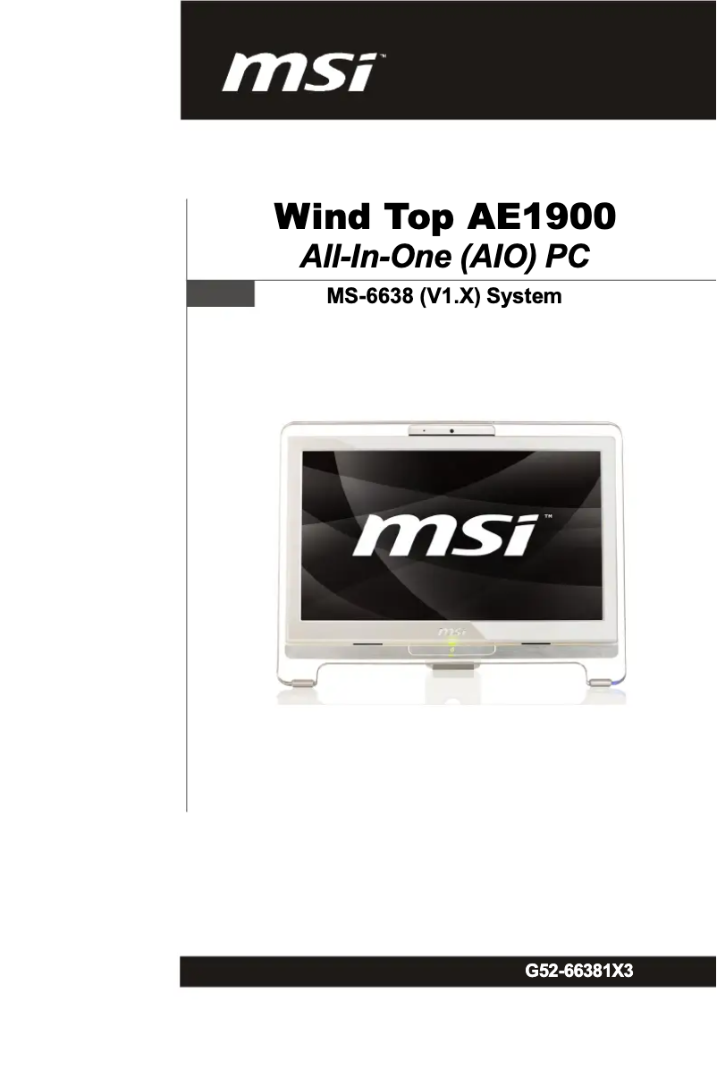 Page n°1 - Manuel utilisateur MSI Wind Top AE1900