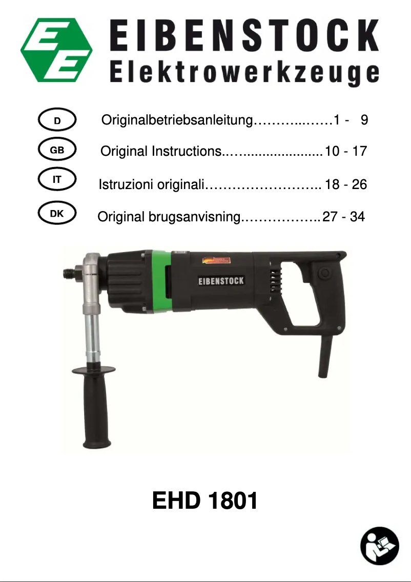 Page n°1 - Manuel utilisateur Eibenstock EHD 1801