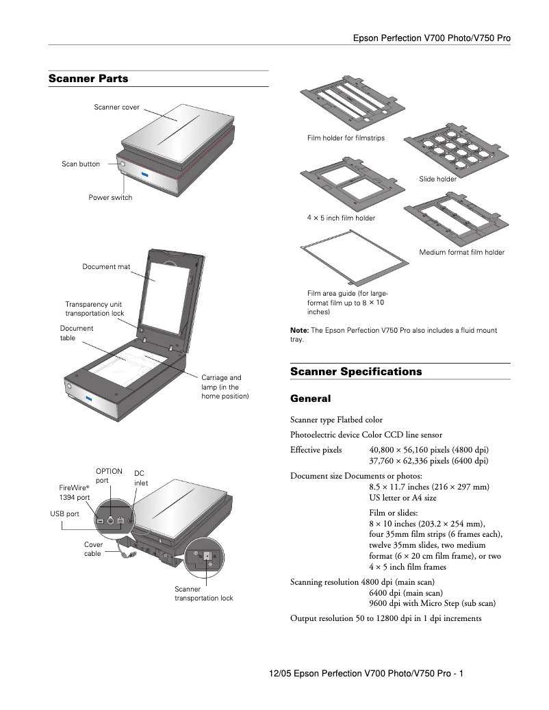 Page n°1 - Manuel utilisateur Epson Perfection V750 Pro Photo