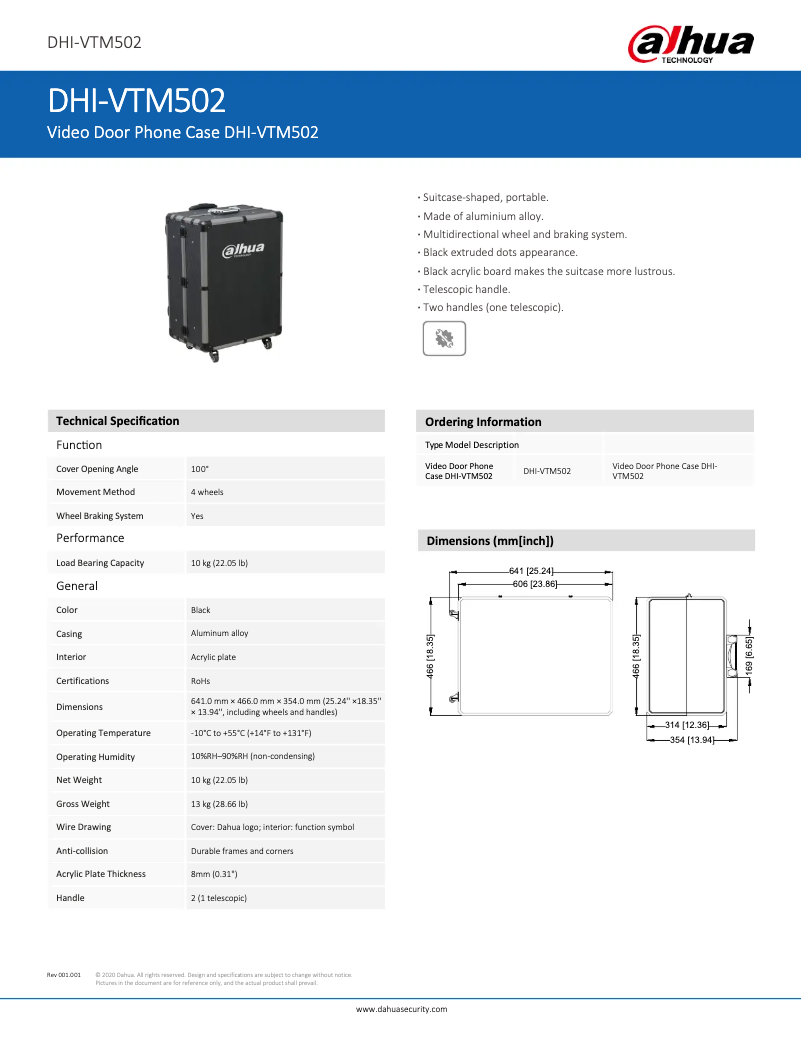 Page n°1 - Fiche technique Dahua Technology VTM502