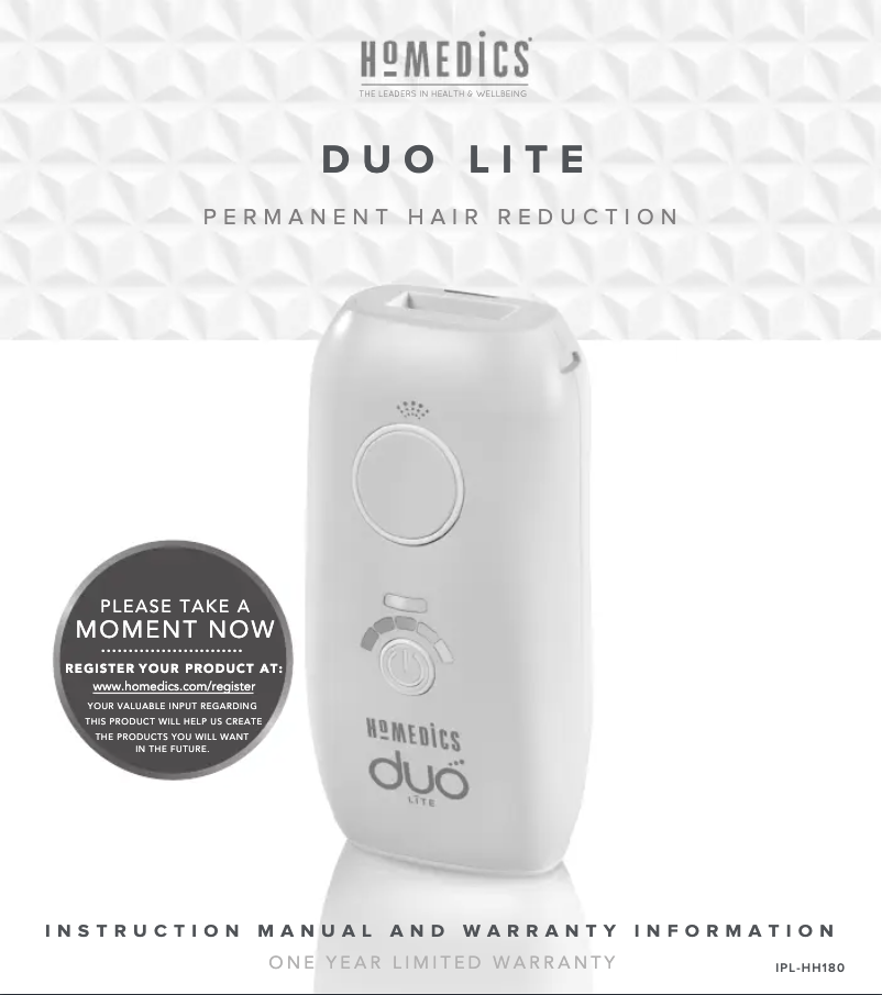 Page n°1 - Manuel utilisateur Homedics Duo Lite HH-180