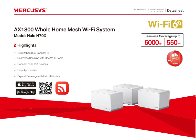 Page 1 de la notice Fiche technique Mercusys Halo H70X