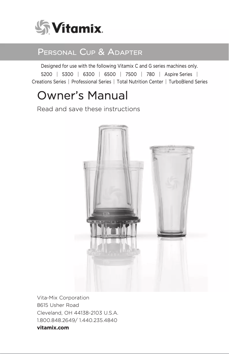 Page n°1 - Manuel utilisateur Vitamix Personal Cup Adapter