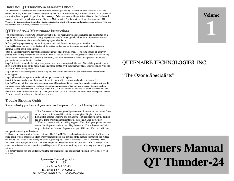 Página 1 del manual Manual de usuario Queenaire QT Thunder-24 QTT24-II