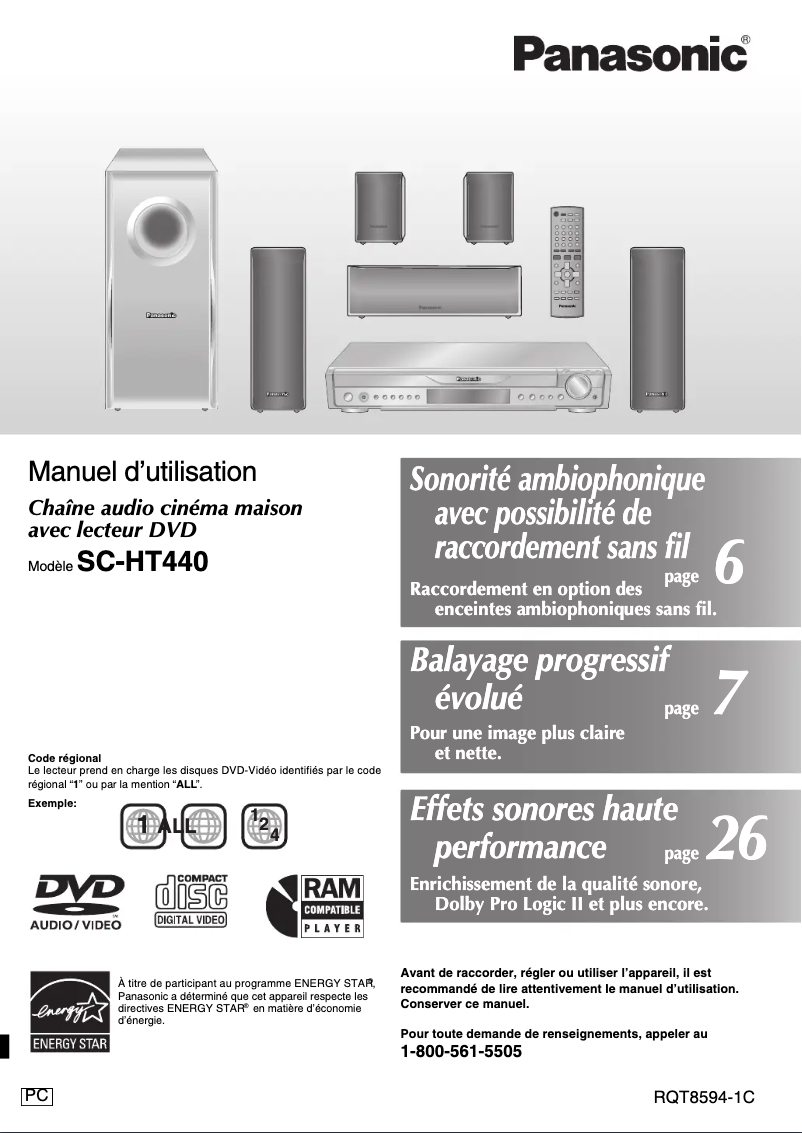Page 1 de la notice Manuel utilisateur Panasonic SC-HT440