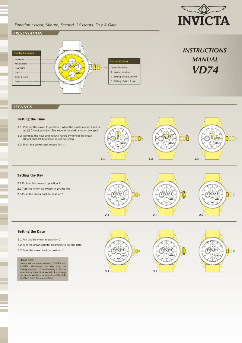 Page 1 de la notice Manuel utilisateur Invicta Russian Diver 31249