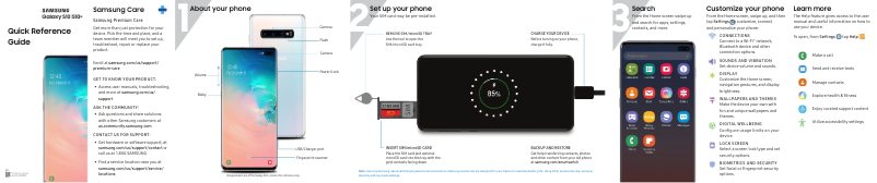 Page 1 de la notice Guide de démarrage rapide Samsung Galaxy S10e