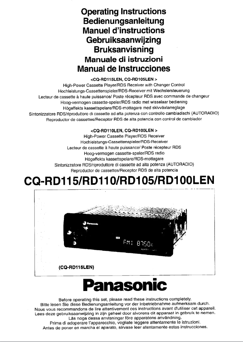 Page 1 de la notice Manuel utilisateur Panasonic CQ-RD110