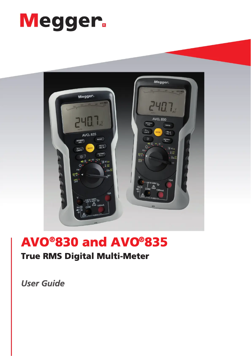 Image de la première page du manuel de l'appareil AVO835