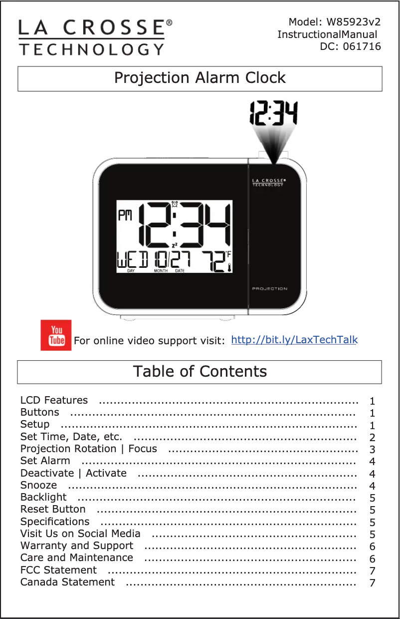 Page n°1 - Manuel utilisateur La Crosse Technology W85923V2