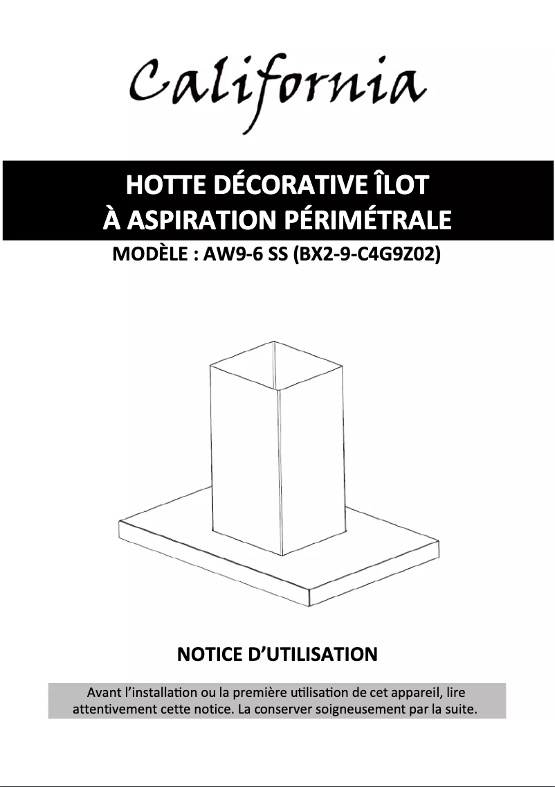 Page 1 de la notice Manuel utilisateur California AW9-6