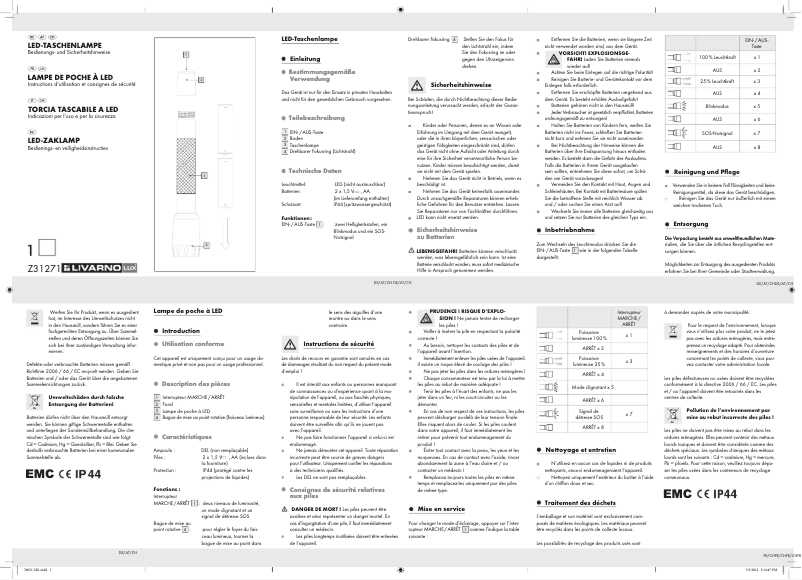 Page 1 de la notice Manuel utilisateur Livarno Lux IAN 76051