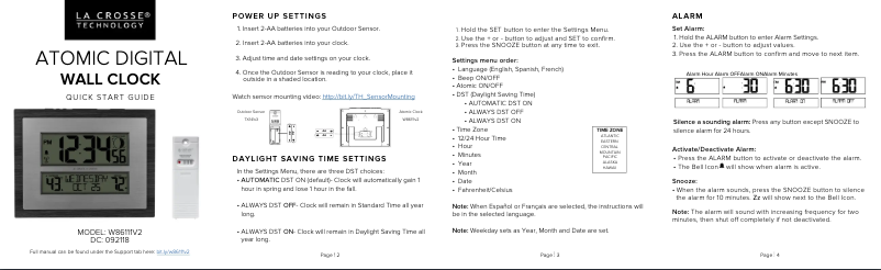 Image de la première page du manuel de l'appareil W86111V2