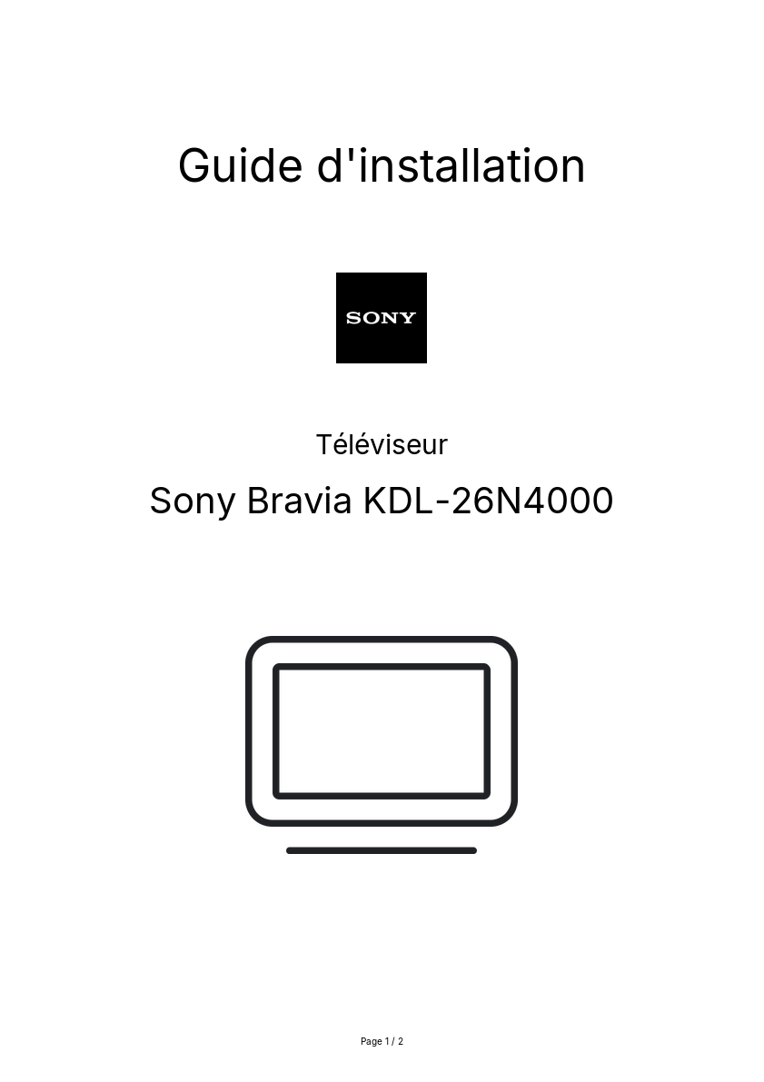 Image de la première page du manuel de l'appareil Bravia KDL-26N4000