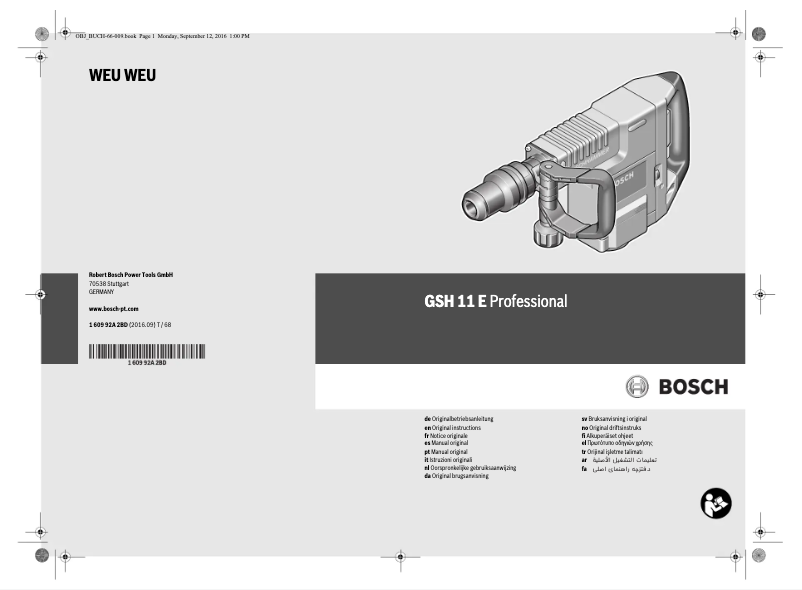 Page 1 de la notice Manuel utilisateur Bosch GSH 11 E Professional