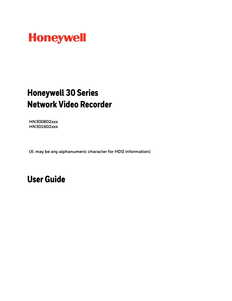 Page n°1 - Manuel utilisateur Honeywell HN30080216