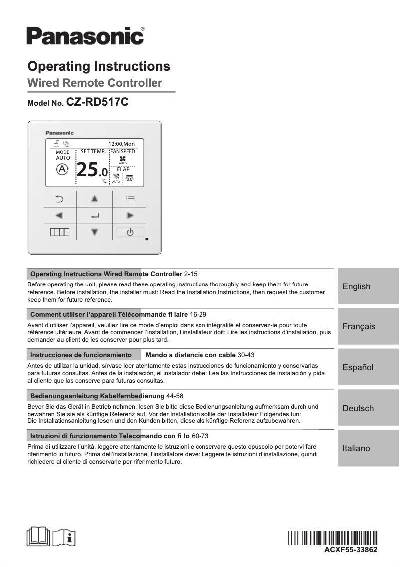 Page 1 de la notice Manuel utilisateur Panasonic CZ-RD517C