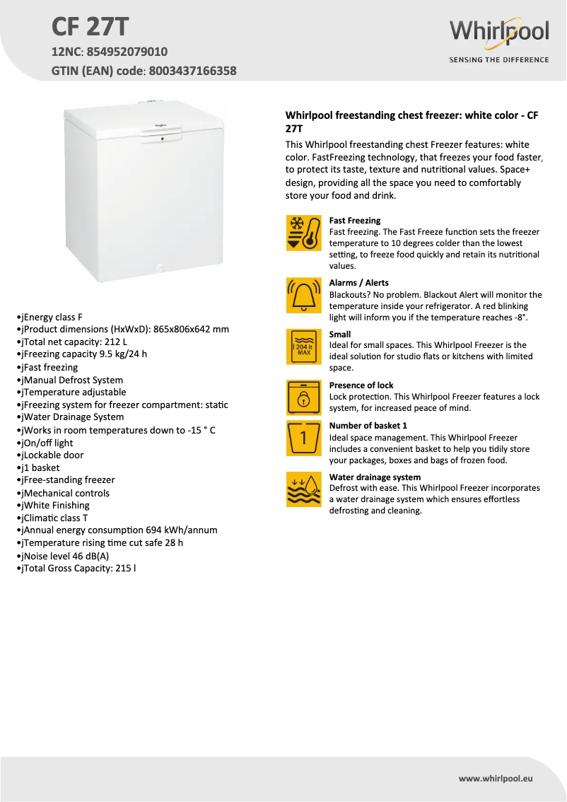 Image de la première page du manuel de l'appareil CF 27T