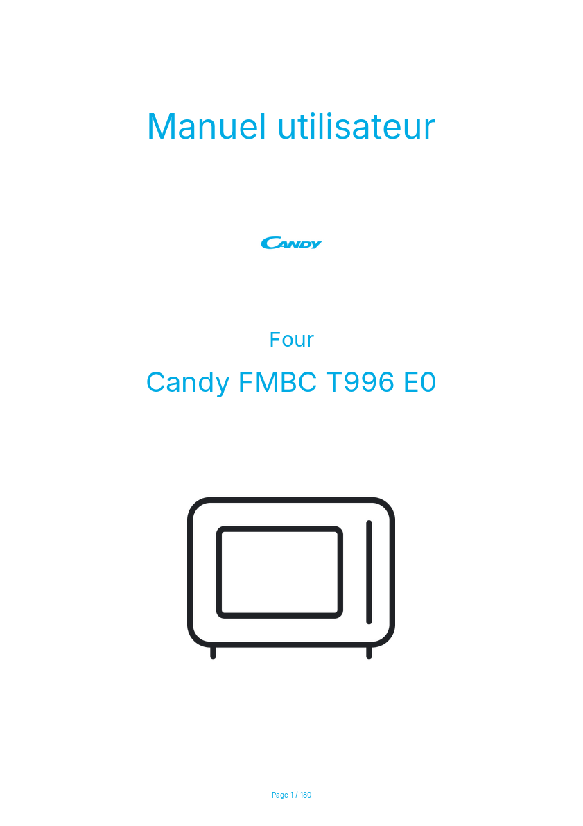 Page n°1 - Manuel utilisateur Candy FMBC T996 E0