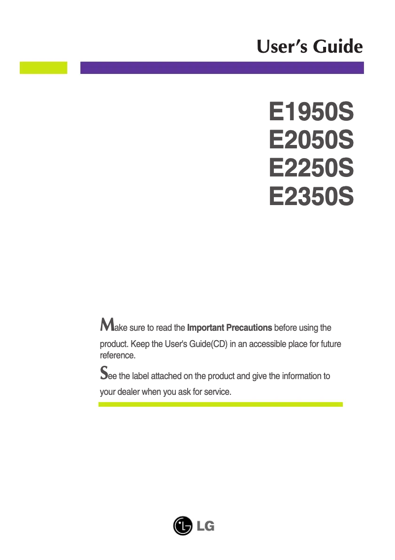 Página 1 del manual Manual de usuario LG E2250S