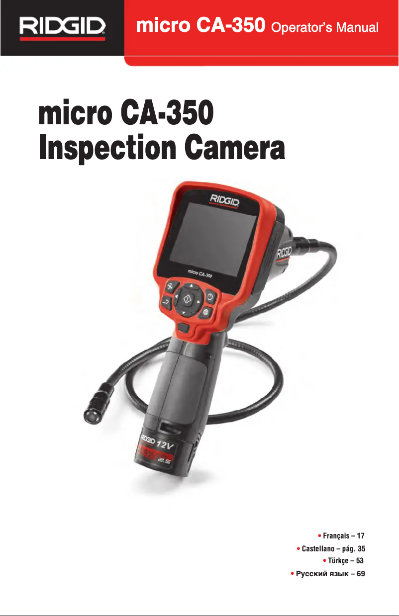 Page n°1 - Manuel utilisateur Ridgid micro CA-350