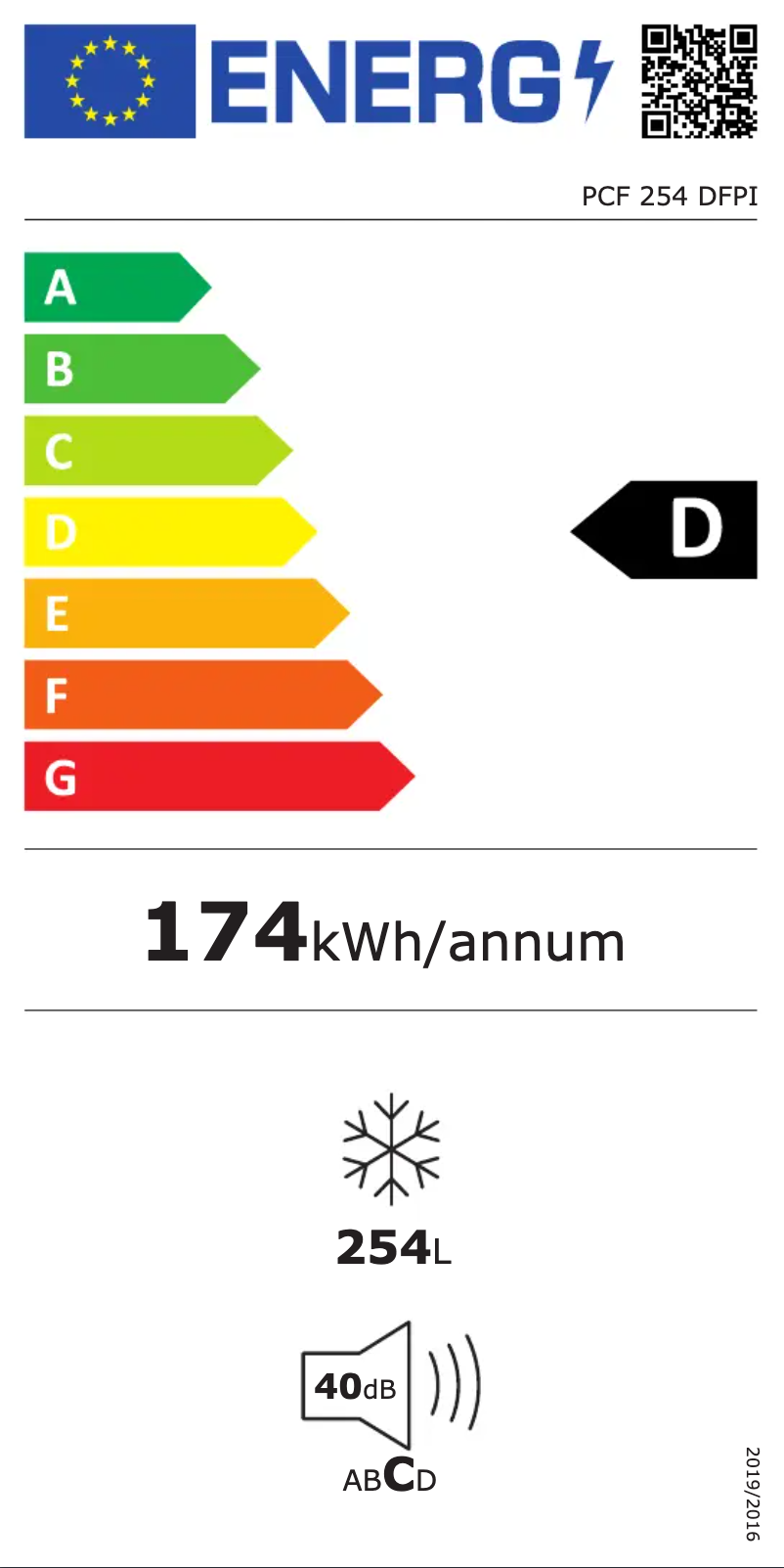 Page n°1 - Label énergétique Philco PCF 254 DFPI