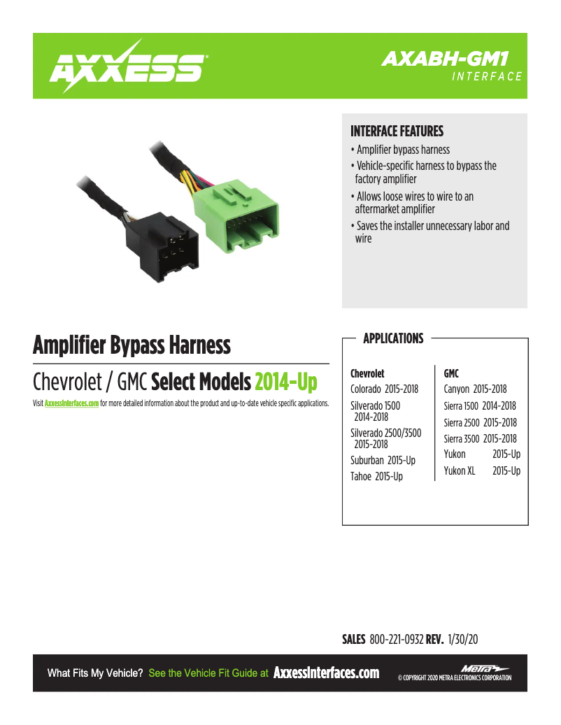 Page 1 de la notice Fiche technique AXESS AXABH-GM1