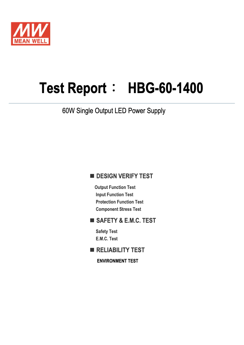 Page 1 de la notice Fiche technique Mean Well HBG-60-1400