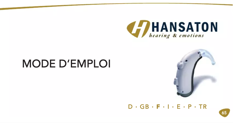 Page 1 de la notice Manuel utilisateur Hansaton Power