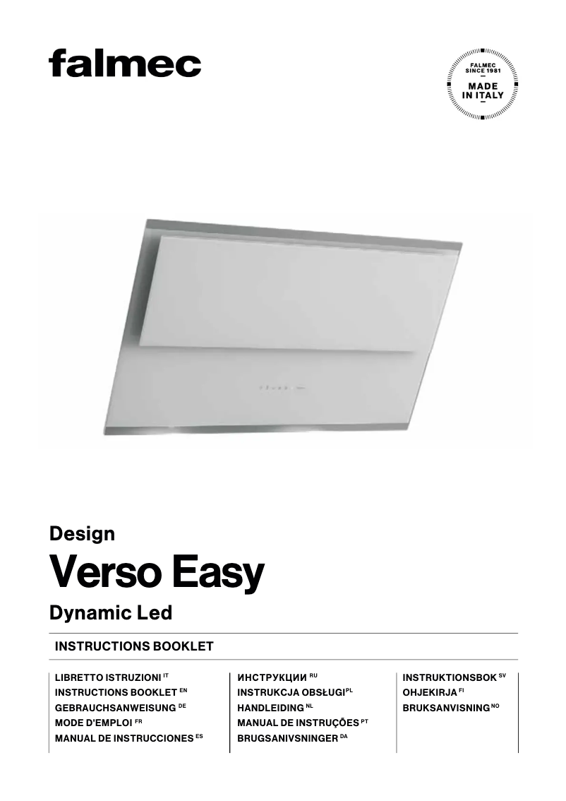 Page 1 de la notice Manuel utilisateur Falmec Verso Easy