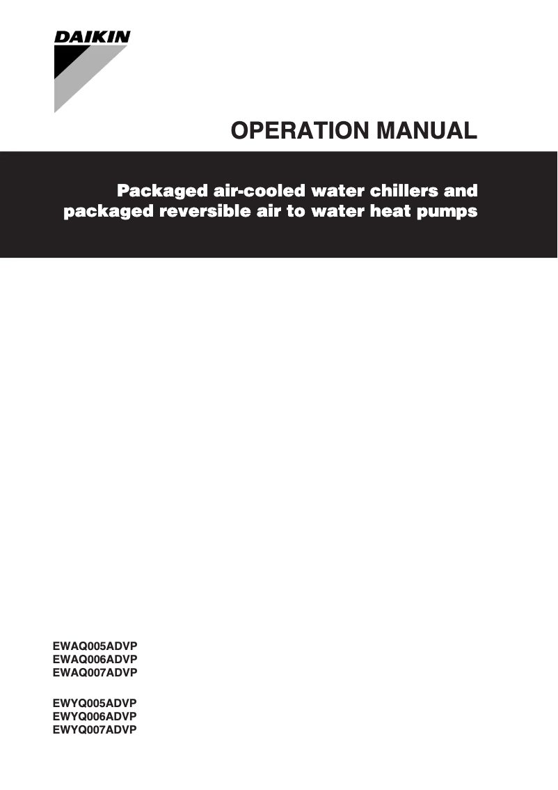 Image de la première page du manuel de l'appareil EWYQ007ADVP