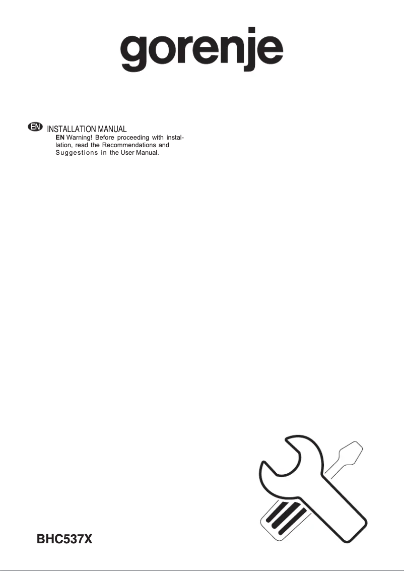 Page n°1 - Guide d'installation Gorenje BHC537X