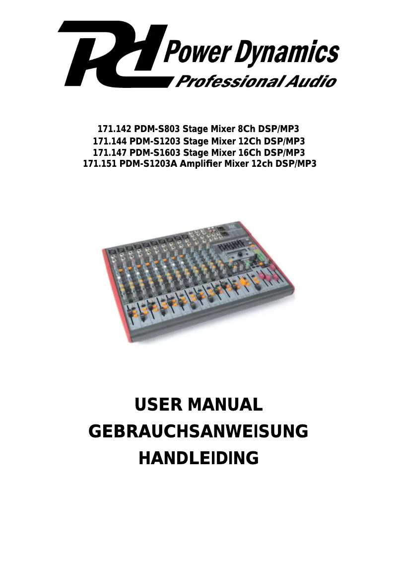 Page n°1 - Manuel utilisateur Power Dynamics 171.151 PDM-S1203A