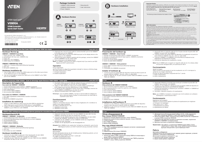 Page n°1 - Guide de démarrage rapide ATen VE800AR
