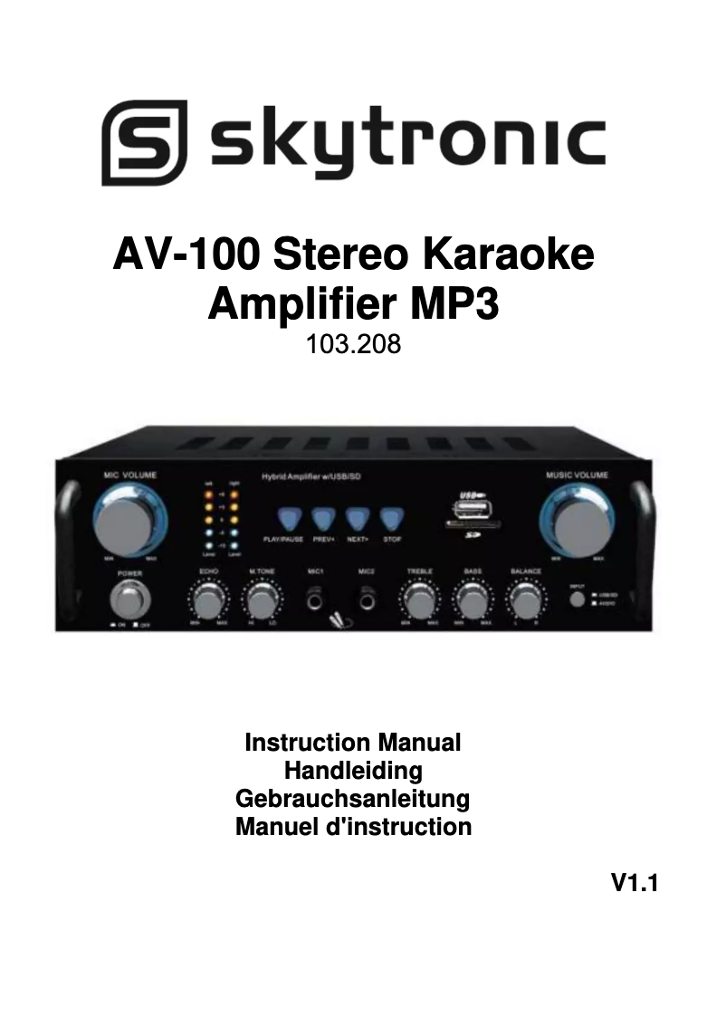 Page 1 de la notice Manuel utilisateur Skytronic AV-100