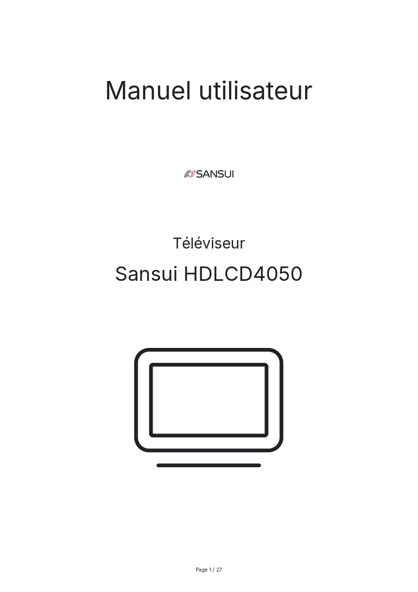Page n°1 - Manuel utilisateur Sansui HDLCD4050