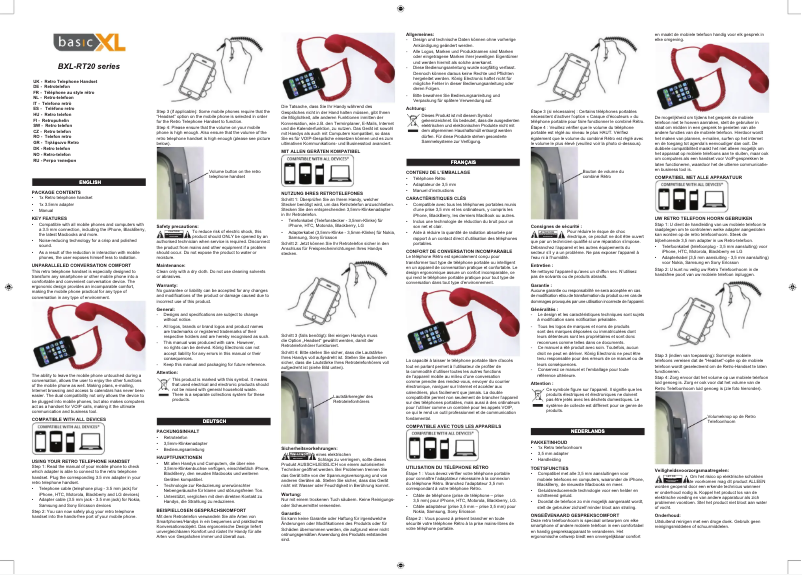 Page 1 de la notice Manuel utilisateur Nedis BasicXL Retro BXL-RT20
