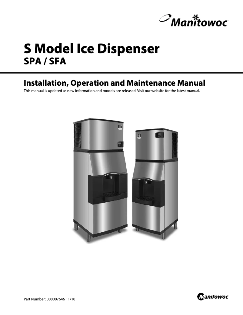 Page n°1 - Manuel utilisateur Manitowoc SPA-160