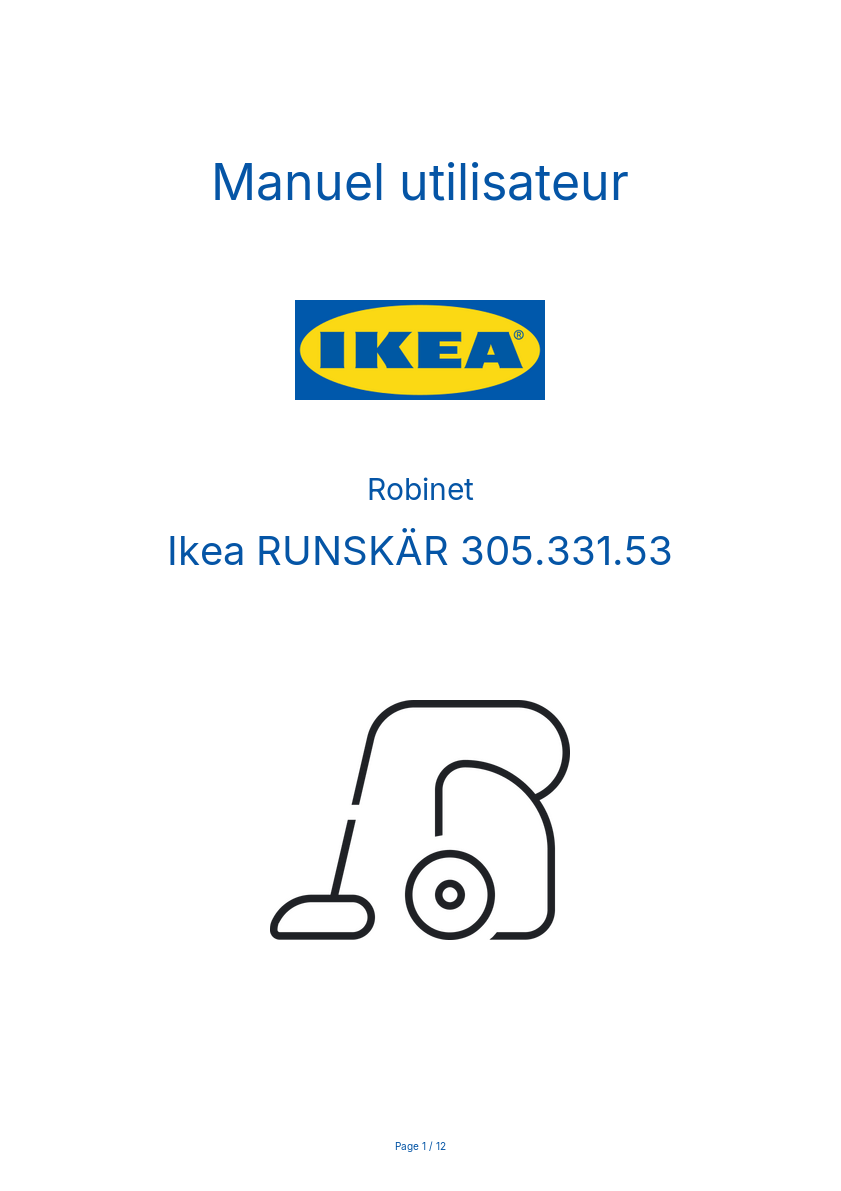 Page 1 de la notice Manuel utilisateur Ikea RUNSKÄR 305.331.53