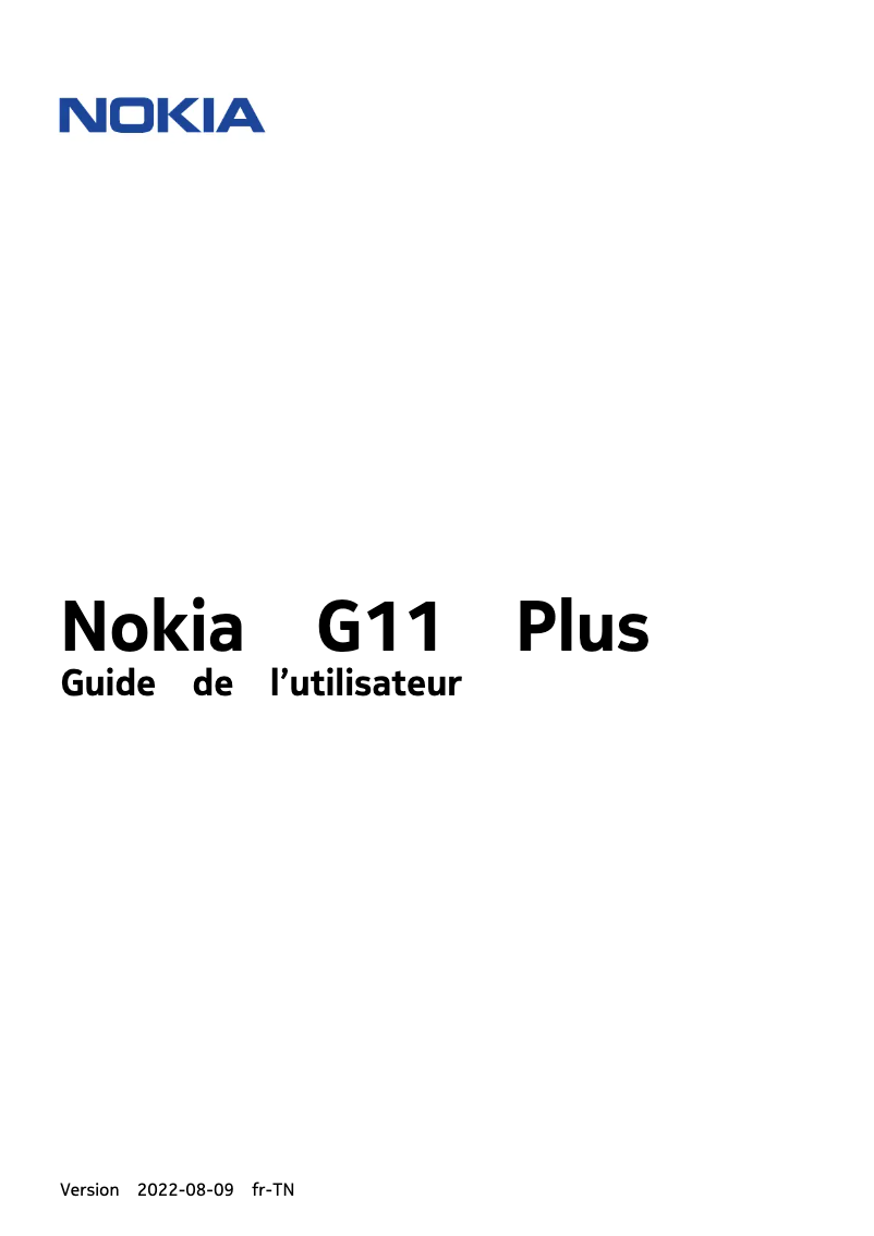 Page 1 de la notice Manuel utilisateur Nokia G11 Plus