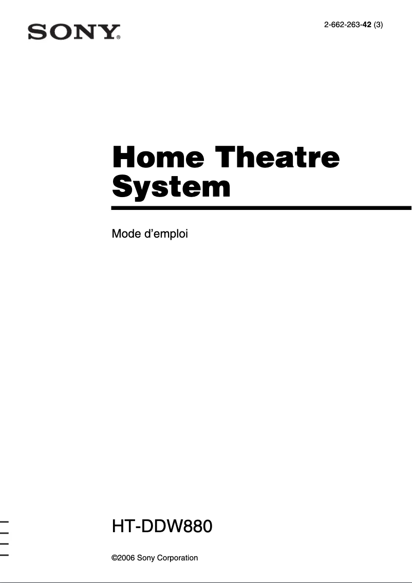 Page 1 de la notice Manuel utilisateur Sony HT-DDW880