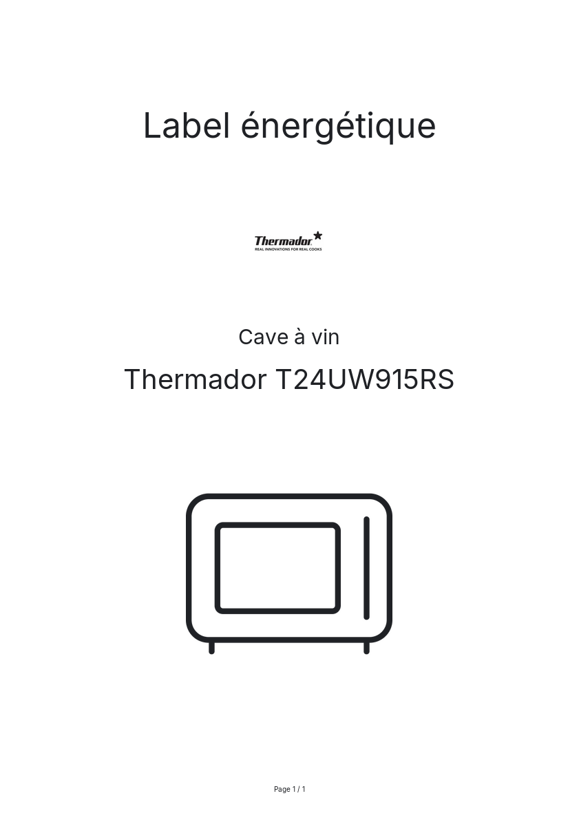 Page n°1 - Label énergétique Thermador T24UW915RS
