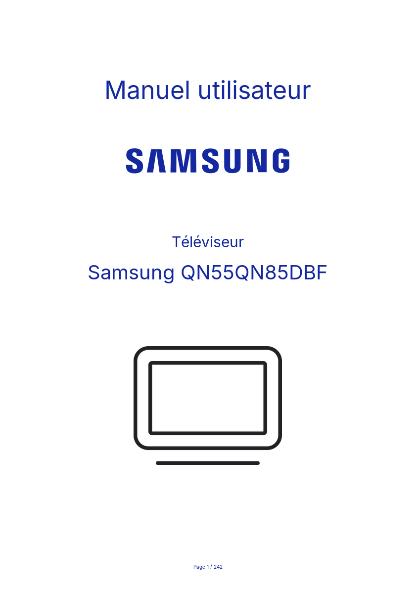 Page 1 de la notice Manuel utilisateur Samsung QN55QN85DBF