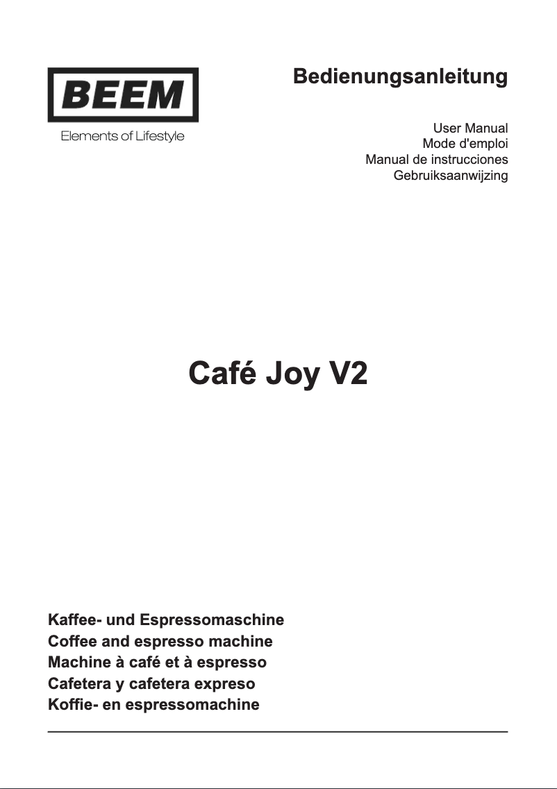 Page 1 de la notice Manuel utilisateur BEEM Café Joy V2
