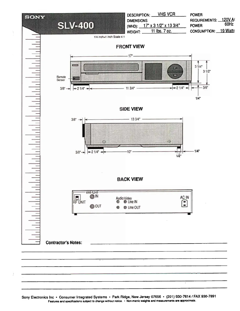 Page 1 de la notice Manuel utilisateur Sony SLV-400