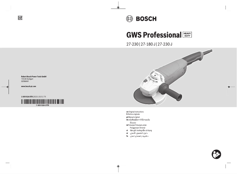 Page 1 de la notice Manuel utilisateur Bosch GWS 27-230 Professional