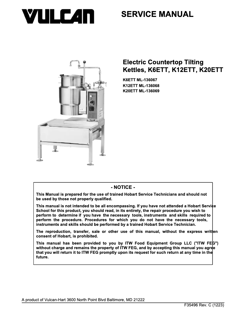 Image de la première page du manuel de l'appareil K12ETT