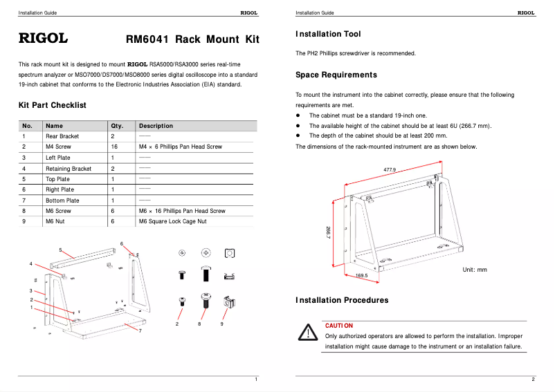 Page 1 de la notice Manuel utilisateur Rigol RM6041