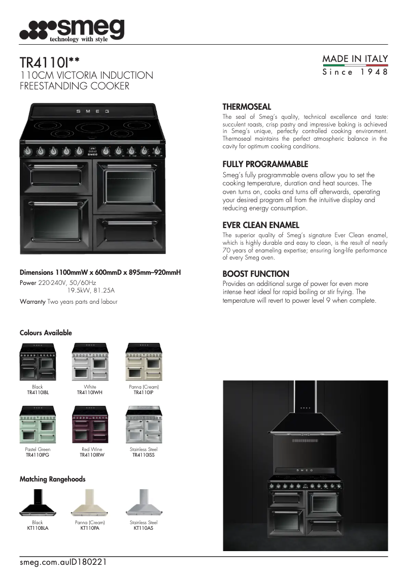 Página 1 del manual Ficha técnica Smeg TR4110IX