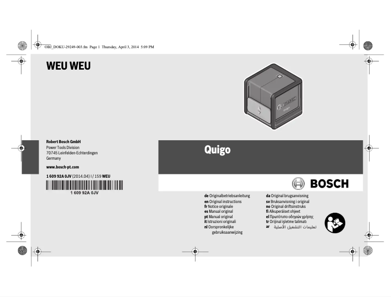 Página 1 del manual Manual de usuario Bosch Quigo II